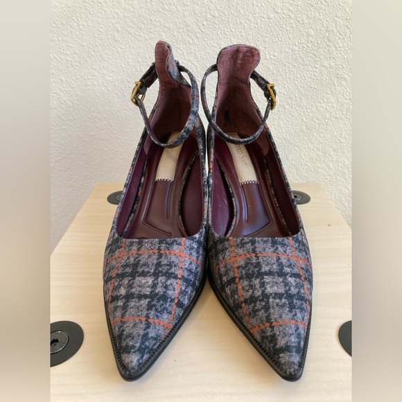 Franco Sarto Gray and Red Plaid Heels - Picture 3 of 7